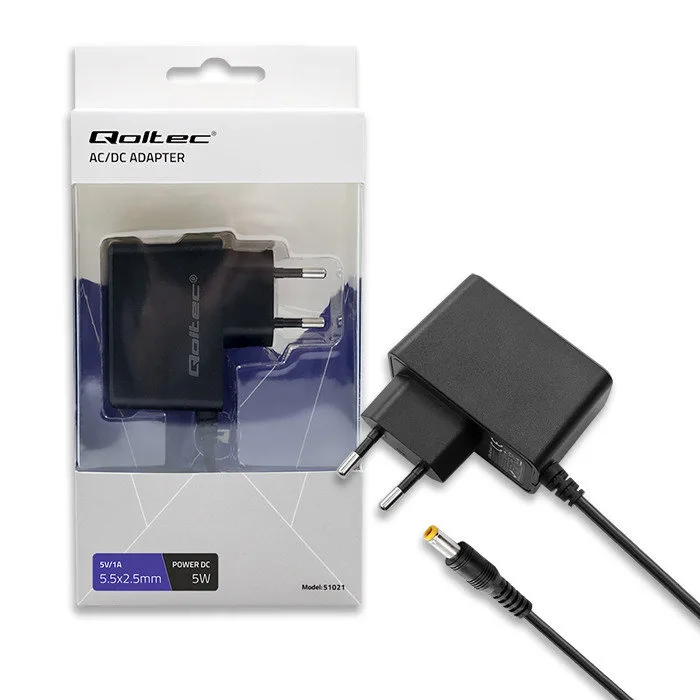 Qoltec - strömadapter - 5 V, 1 A, 5.5 * 2.5