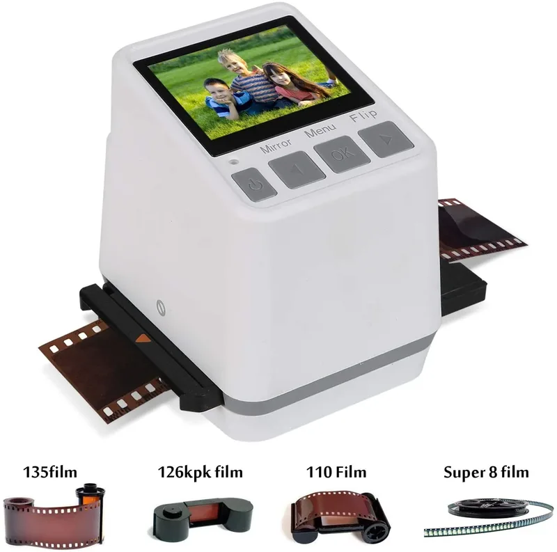 Filmskanner, högupplöst 120 LCD-skärm, konvertering av negativ och diabilder 35 mm, 135, 126, 127 tum JPEG digital, fotokonverterare