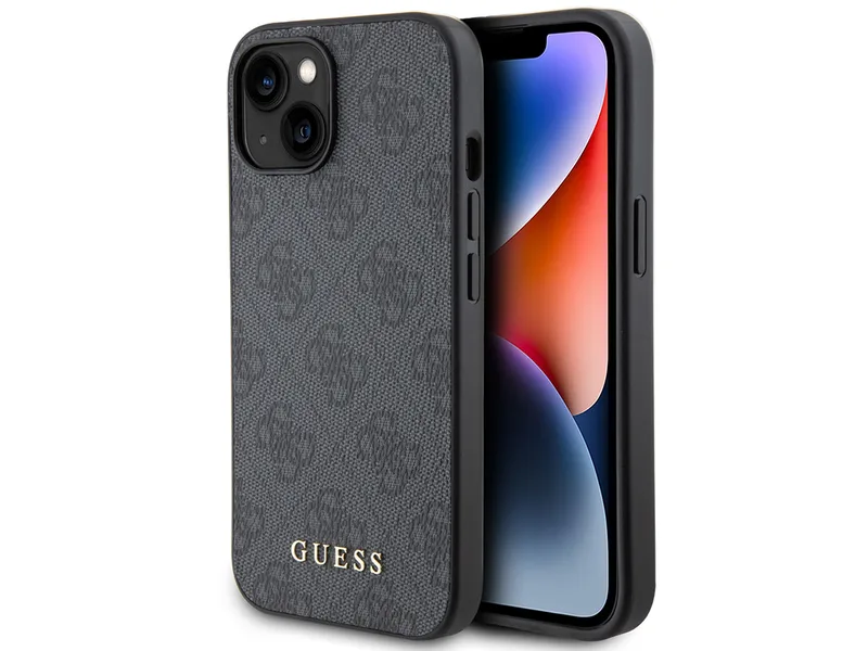 Guess Mobilskal till iPhone 15 Metall Gold Logo