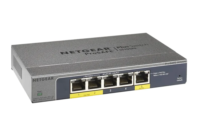NETGEAR 5 Port Gigabit Ethernet Smart Managed Plus PoE Switch