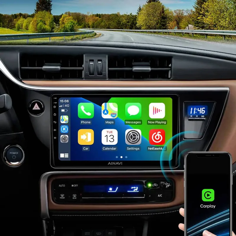 Bilradio Trådlös Carplay & Android Auto för Toyota Auris Hybrid GPS-navigering Röststyrning Skärm 4 Core Wifi 2G+32G