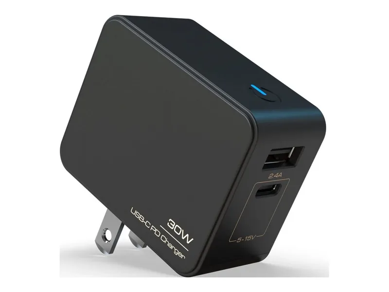 FIXED - Strömadapter för bil - 30 Watt - PD 3.0, QC 3.0 - 2 utdatakontakter (24 pin USB-C, USB) - svart