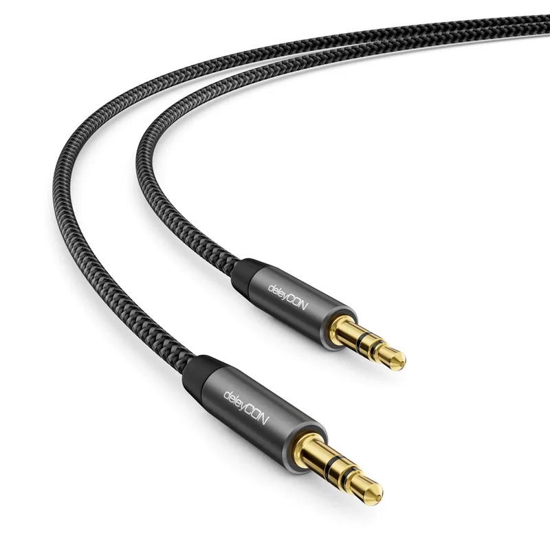 deleyCON 7,5m Nylon 3,5mm Jack Ljud Stereo AUX Kabel