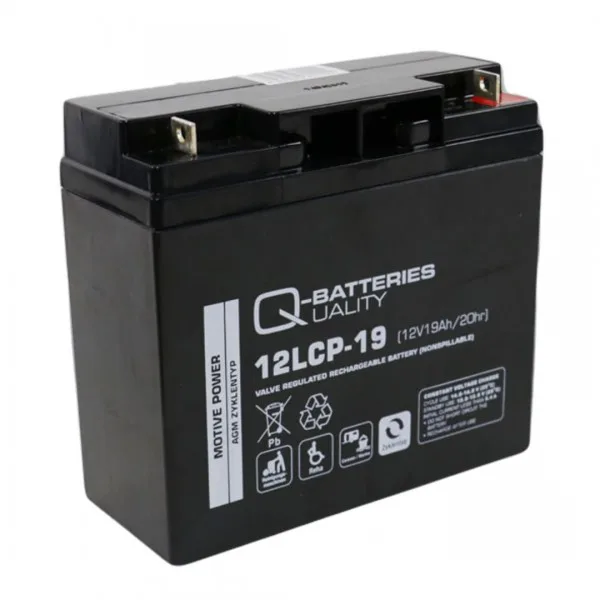 Q-Batteries 12LCP-19/12V- 19 Ah blybatteri cykeltyp AGM