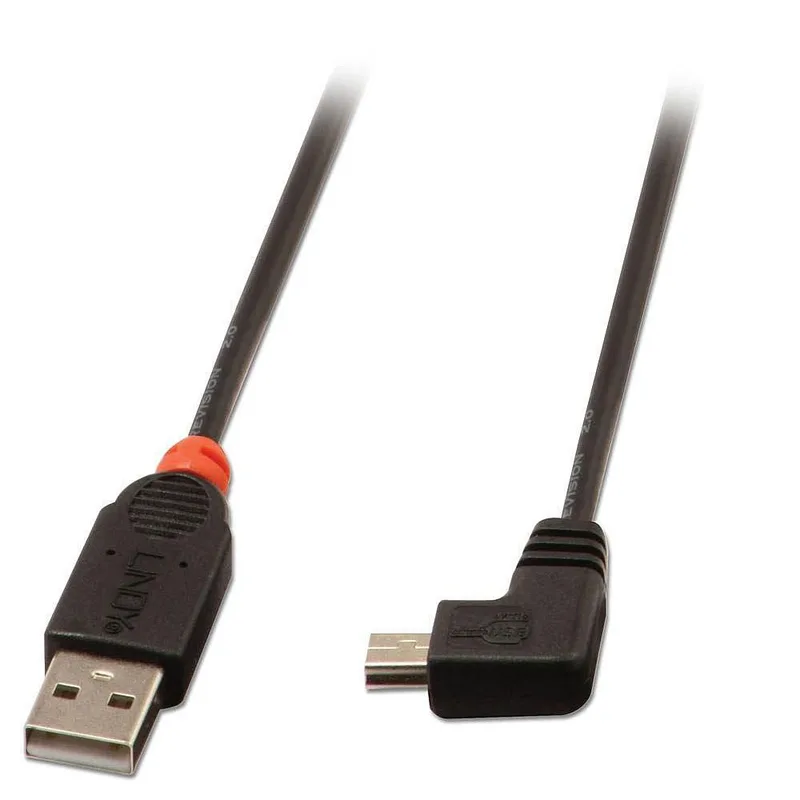 Lindy 31972 – USB 2.0 kabel typ A kontakt/mini B 90° vinklad