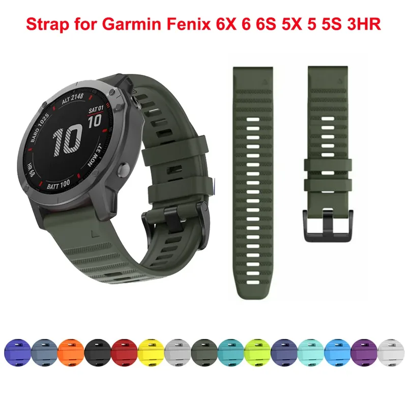 22 26 mm silikon klockarmband remmar för Garmin Fenix 6 6S 6X Pro 5X 5 Plus 3HR