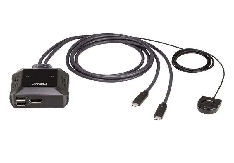 2-portars USB-C Gen1-kopplingsswitch med Power Pass-through