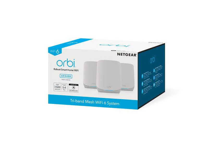 NETGEAR Wifi 6 Tri Band Orbi Mesh System (RBK763S)