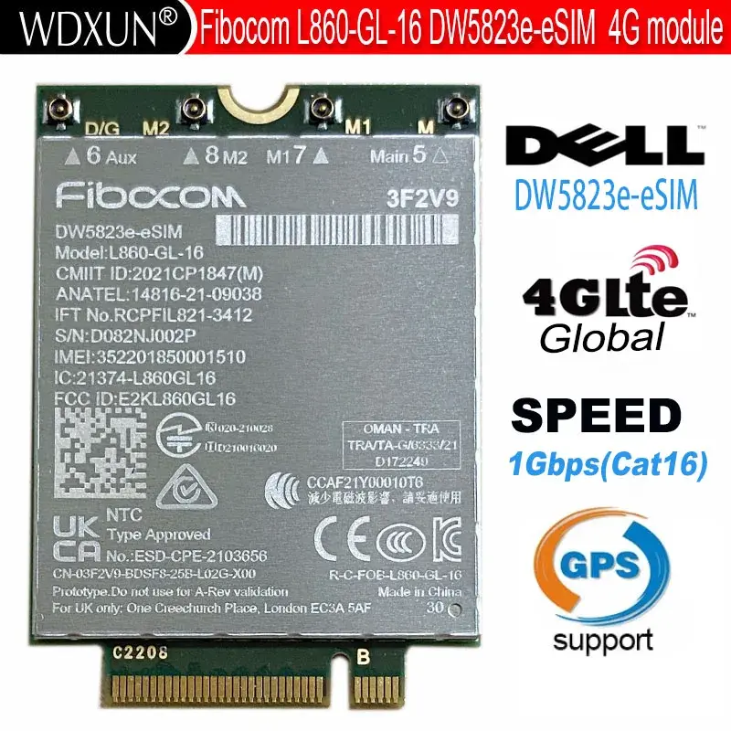 Denash L860-GL-16 DW5823E-ESIM 4G Nätverksadapterkort
