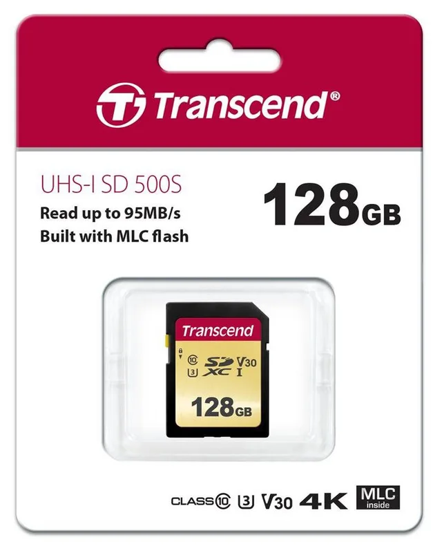 Transcend Highspeed 128 GB SDXC minneskort, Class 10, UHS-I U3, 4K Ultra HD