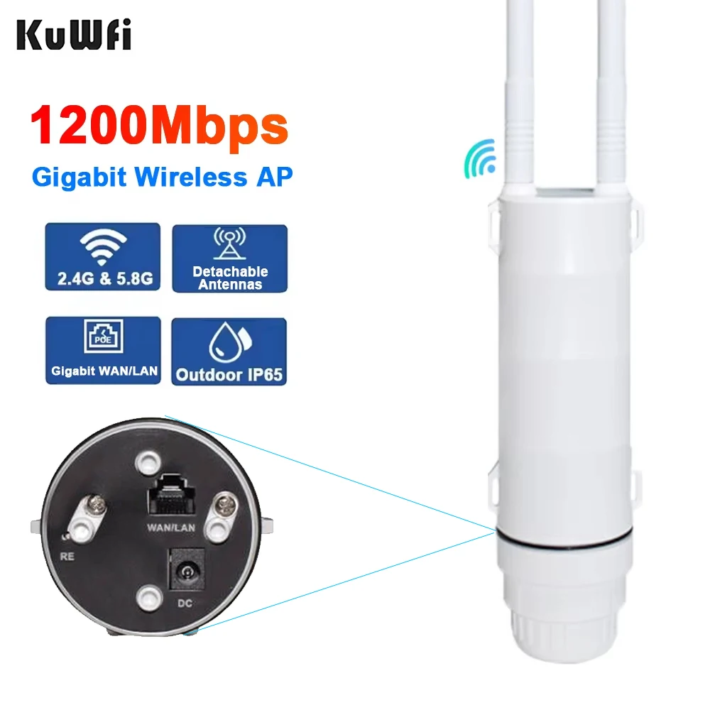KuWFi AC1200 WLAN-åtkomstpunkt för utomhusbruk