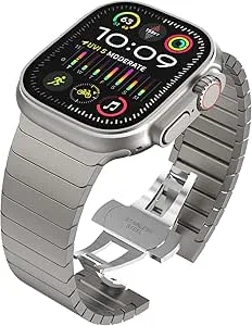 Original Titanium Armband kompatibel med Apple Watch Ultra/Ultra 2 49mm 46mm 45mm 44mm 42mm 41mm 40mm 38mm, Herr Dam Rostfritt Stål Metal Armband för iWatch Ultra/Ultra 2, SE/10/9/8/7/6/5/4/3/2/1