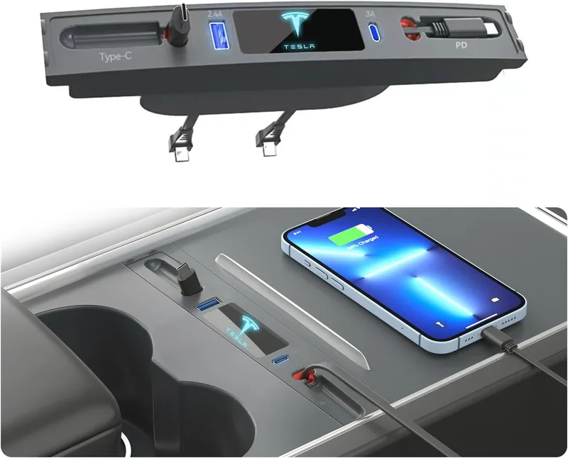 USB-hubb laddare för Tesla Model 3 2021–2023 & Model Y 2021–2024