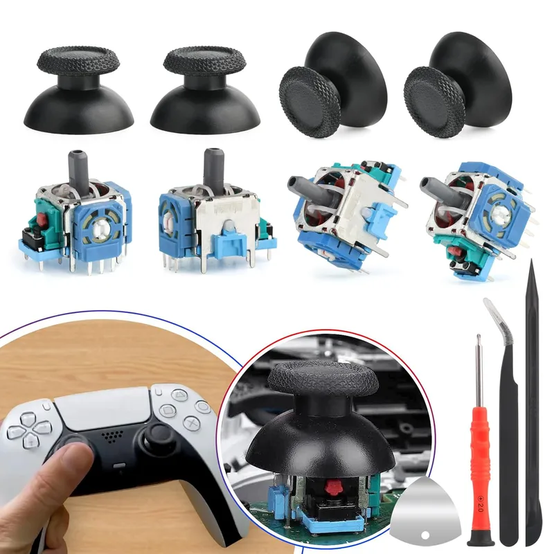 3D Analog Joystick, Ersättnings Thumb Stick Sensor Thumbsticks för Controller och Lite Console(svart)