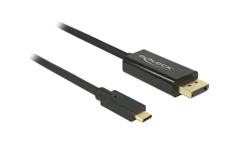 DeLock 3 m USBC till Displayport kabel UHD 4K 60Hz 21,6Gbps DP Alt Mode 1.2 HDCP 1.4 svart