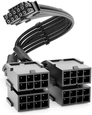 deleyCON 30cm PCIe 16‑pin (12+4) Hane till 4x8 (6+2‑pin) Hona Förlängningskabel