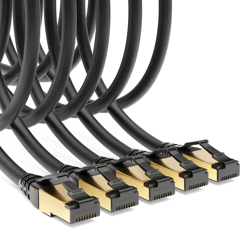 deleyCON 5x 1m CAT8.1 Patchkabel Nätverkskabel Datakabel
