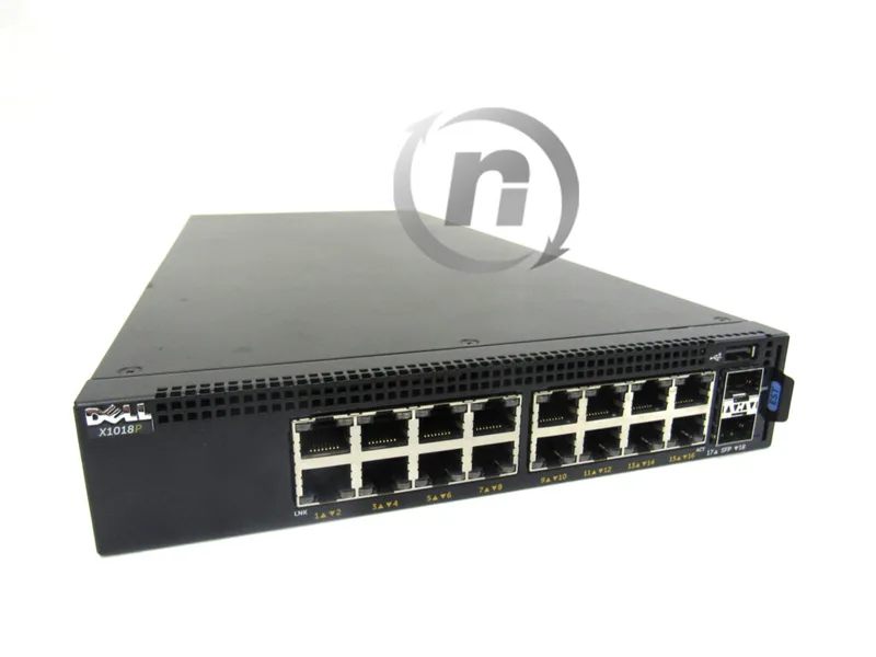 Dell Networking X1018P 16x 1GbE PoE och 2x 1GbE SFP Smart Web Managed Switch (renoverad)