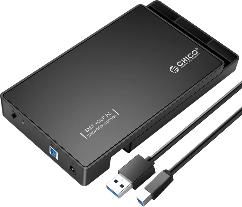 ORICO [Retroband] 2,5 tum externt hårddiskhölje USB 3.0 till SATA 3.0 hårddiskhölje för 2,5 tums SATA 7/9,5 mm HDD SSD Max 6 TB, svart (2580U3-BK)
