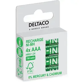 DELTACO Ultimate Ni-Mh uppladdningsbar AAA 750mAh 4-pack
