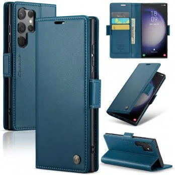 RankOne fodral för Samsung Galaxy S25 Ultra (6,8 tum tum), ringstativ magnetisk sugfot mobiltelefonfodral matt transparent – kungsblå