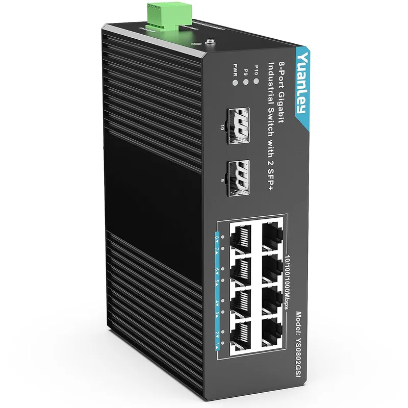 YuanLey 10-portars industriell switch