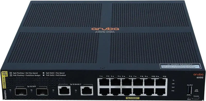 Aruba 6000 12G Class4 PoE 2G/2SFP 139W hanterad L3 Gigabit Ethernet