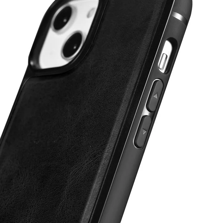 iCarer iPhone 14 Pro Skal Magsafe Äkta Läder Litchi Premium