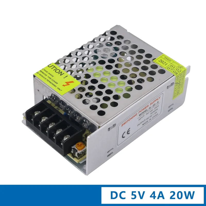 Aexit AC 220V DC 5V 4A 20W Switching Power Supply Driver Adapter för LED Light CCTV