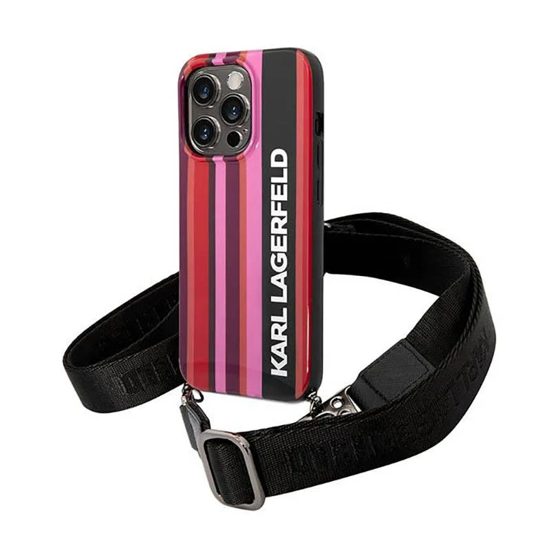Karl Lagerfeld iPhone 14 Pro Max Skal med halsband Stripes Strap