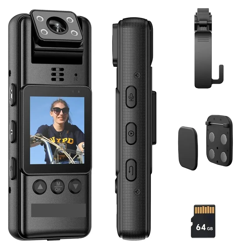 Kroppskameror A23 Infraröd Night Vision Minikamera 1080P 180 Roterande Len Videoinspelare Liten videokamera Police BodyCam Magnetiska klämmor
