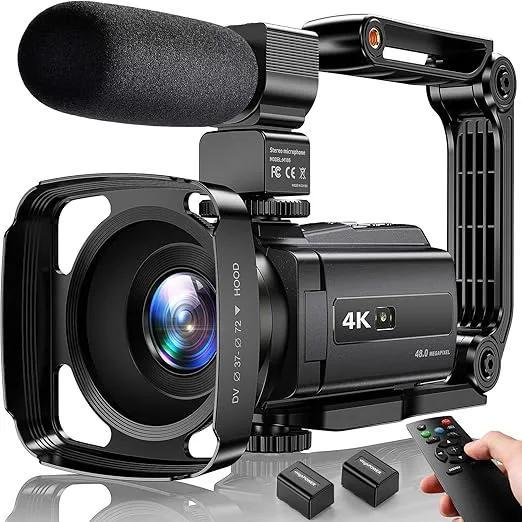 Videokamera Fullständig 4K professionell videokamera 48MP vidvinkel digitalkamera Streaming Time Lapse Vlogg Videoinspelare Mikrofon Webbk