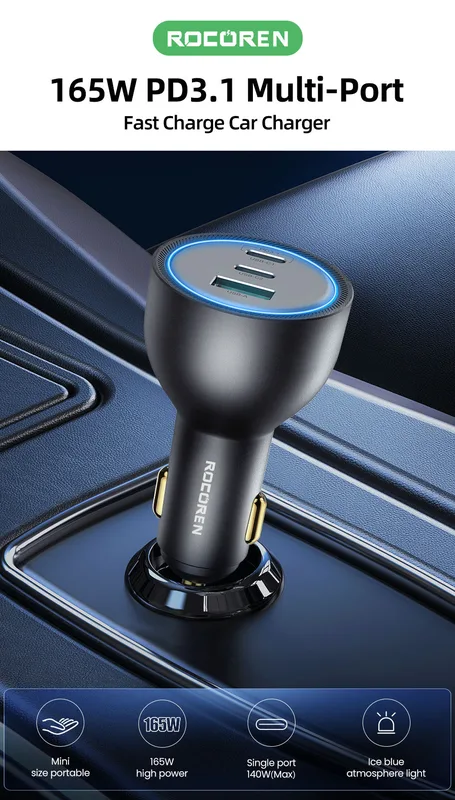 Rocoren 165W USB C billaddare 3 portar