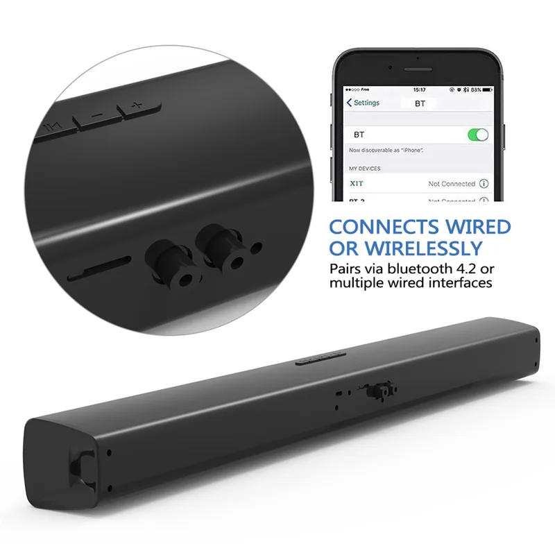 Zerone Soundbar Trådlös TV Bluetooth Stereo Soundbar Hemmaljud
