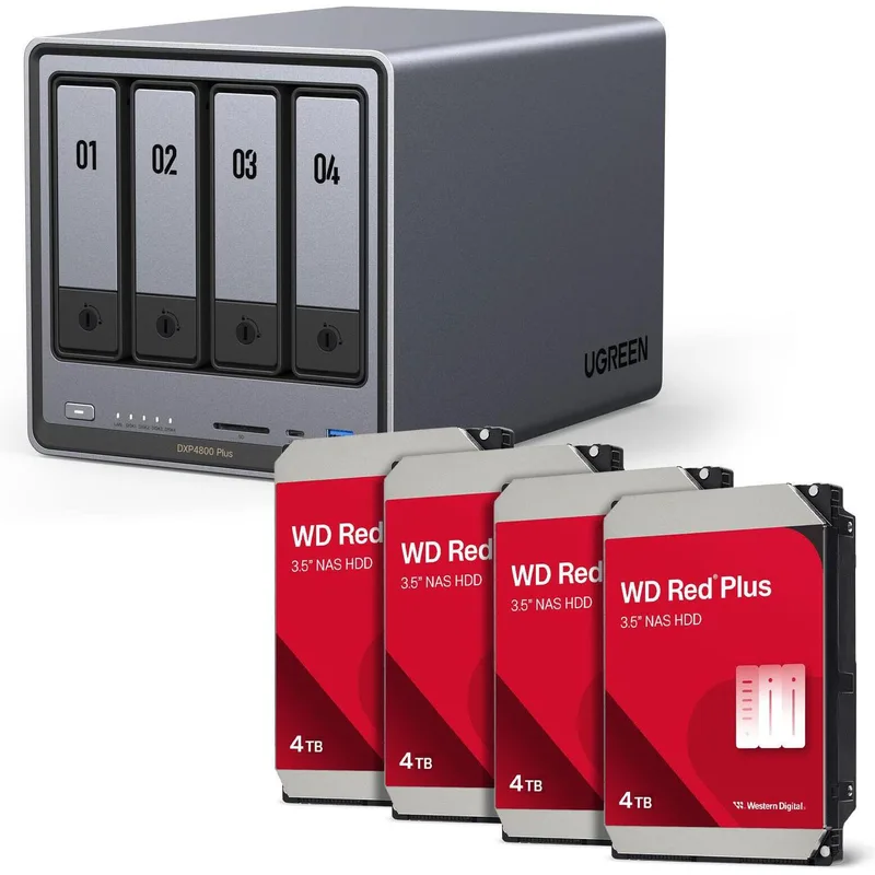 UGREEN DXP4800 Plus 32TB WD Red Plus NAS-paket