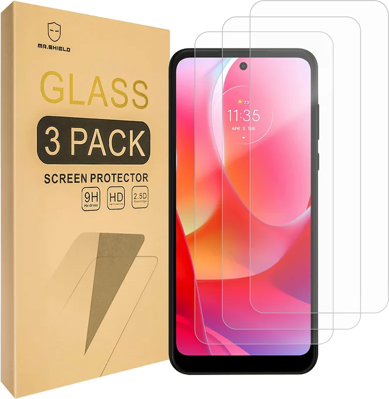 Mr.Shield skärmskydd för Motorola Moto G57 / Moto G57 Power [härdat glas] [9H hårdhet] [3-pack] Reptålig kristallklart skärmskydd
