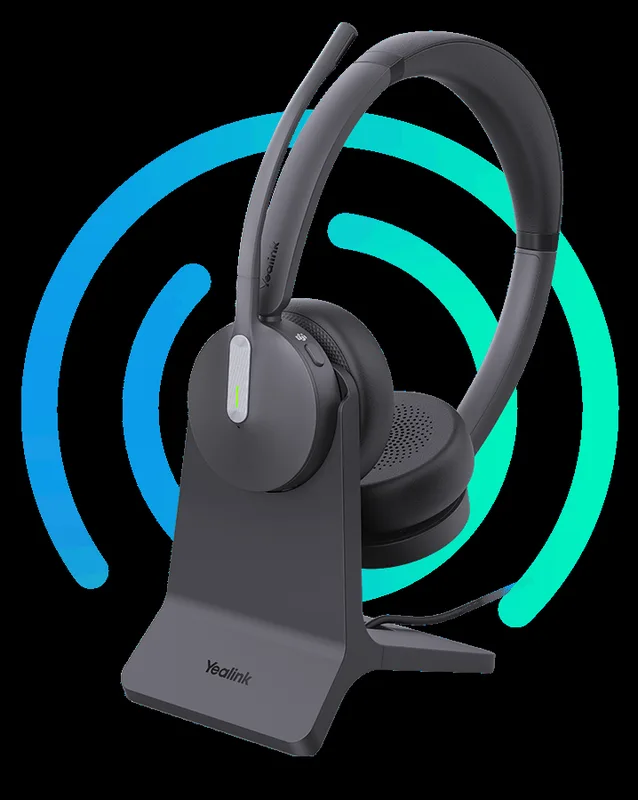 Yealink BH70 med trådlöst Bluetooth-headset med stativ med mikrofon för arbete
