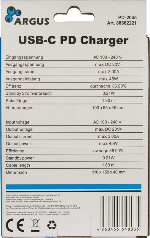 Inter-Tech PD-2045 strömadapter
