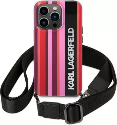 Karl Lagerfeld iPhone 14 Pro Skal med halsband Stripes Strap