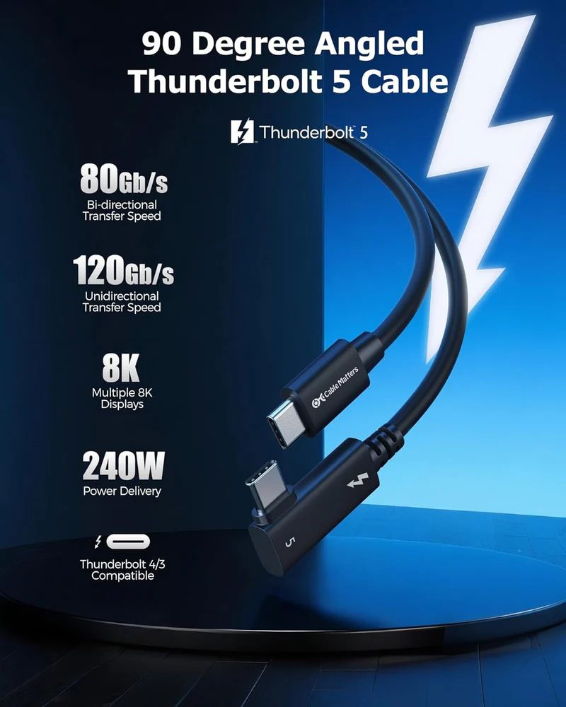 Cable Matters vinklad Thunderbolt 5-kabel