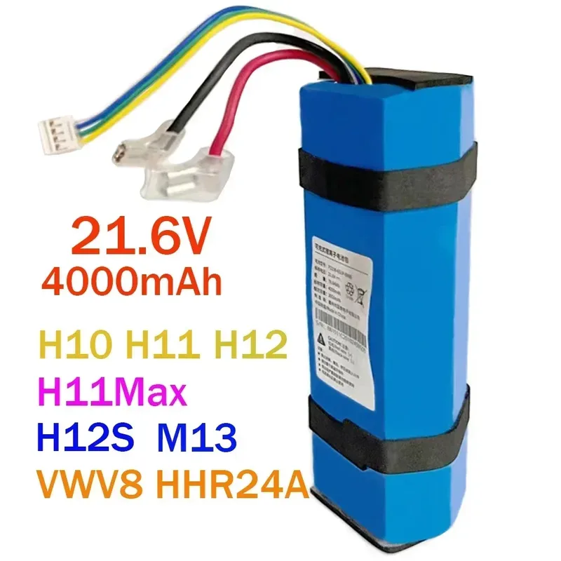 21,6V 4000mAh Uppladdningsbart Litiumbatteri，kompatibelt For Dream，H11 H12 MAX H10 M13 H12S VWV8 HHR24A Golvskurmaskin