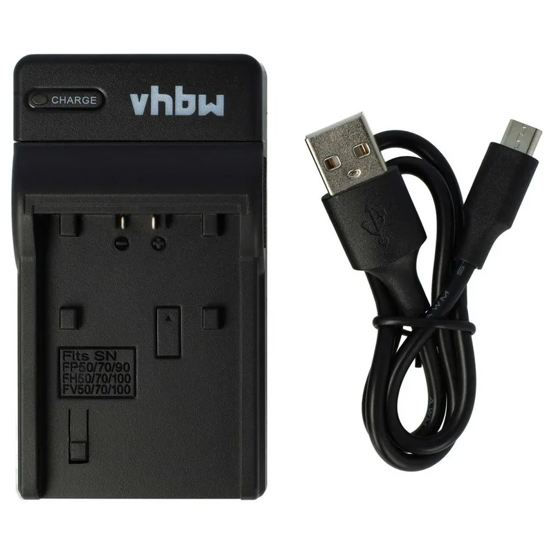 vhbw USB-batteriladdare kompatibel med Sony Handycam DCR-HC42, DCR-HC42E, DCR-HC44, DCR-HC44E, DCR-HC45, DCR-HC45E, DCR-HC46 digitalkamera, videokamer