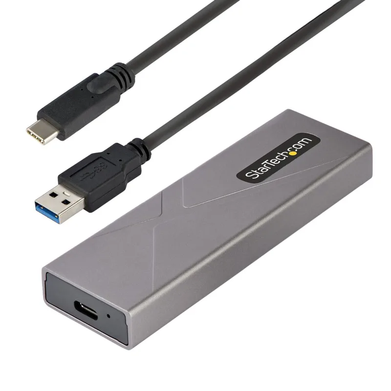 StarTech.com USB-C 10 Gbps till M.2 NVMe SSD-hölje – bärbart externt M.2 NGFF PCIe aluminiumfodral – 1 GB/s läs/skriva – stöder 2230, 2242, 2260, 2280