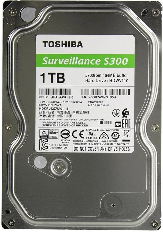 Toshiba 1TB 5400RPM 8MB cache SATA 3.0Gb/s