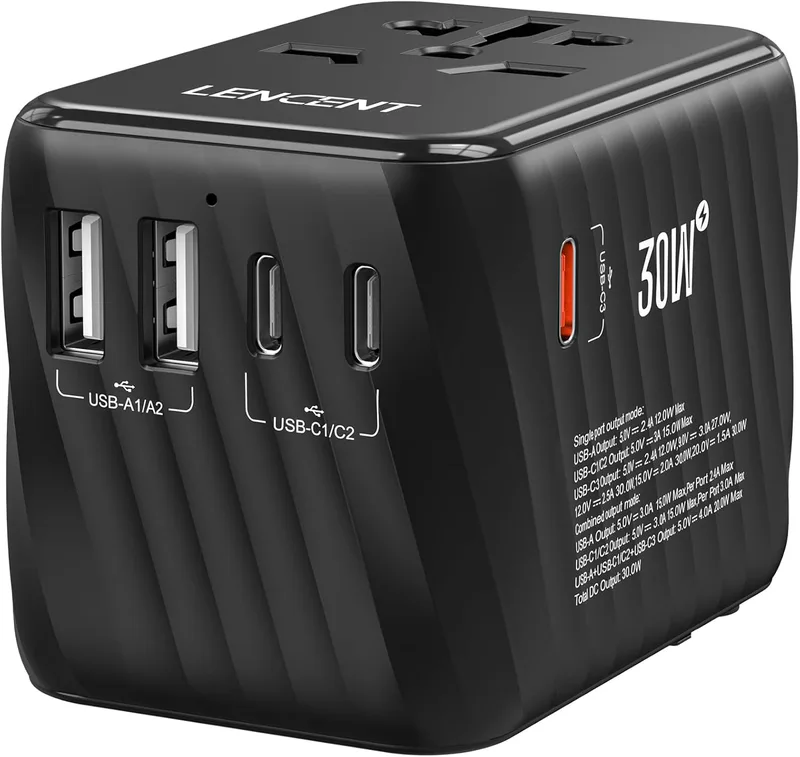 LENCENT 30W Snabb Laddning Universal Reseadapter