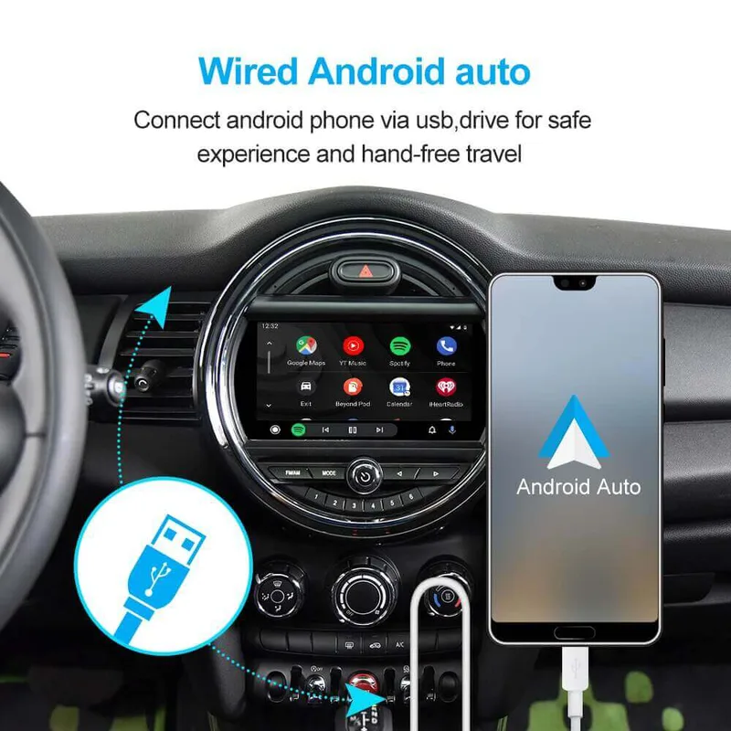 OTA Uppdatering Röststyrning Mirror Link för Mini Cooper R56 R60 2007-2014 Android 15 Bärbar Bilradio 9 Tum Trådlös Carplay Android Auto,4 Core Wifi 2G+32G