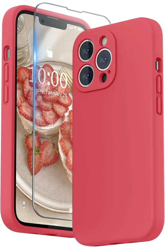 kwmobile fodral kompatibelt med Apple iPhone 13 fodral – smalt skyddande TPU silikon telefonskydd – neonrosa