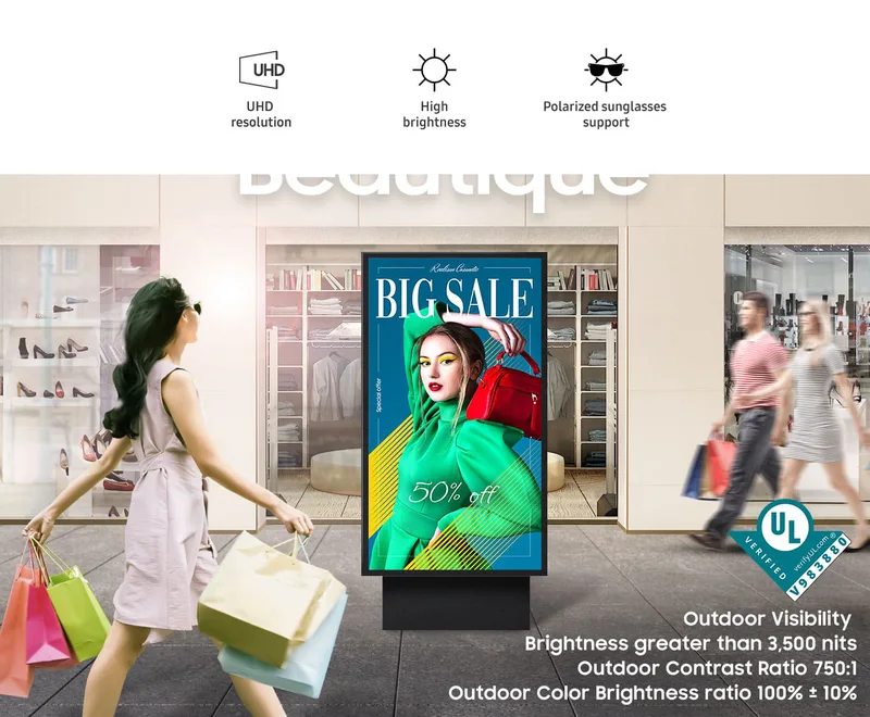 Samsung 75" OH75A 24/7 3500 nits outdoor signage