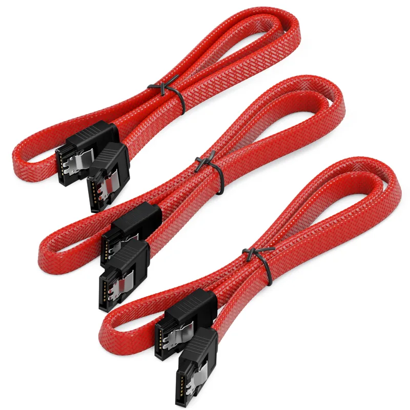 deleyCON 3x 50cm SATA 3 Nylon Kabelsats