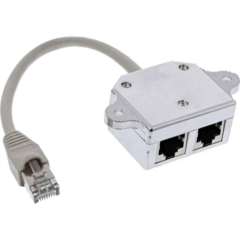 InLine 69933 ISDN-fördelare 1x RJ45 hane till 2x RJ45 Bu, (8P8C) med 15cm kabel, utan ändmotstånd